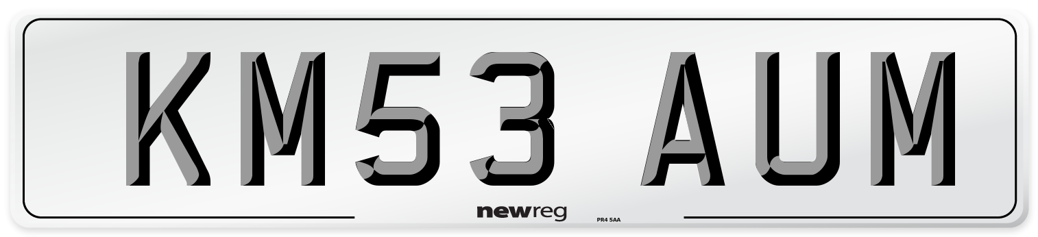 KM53 AUM Number Plate from New Reg